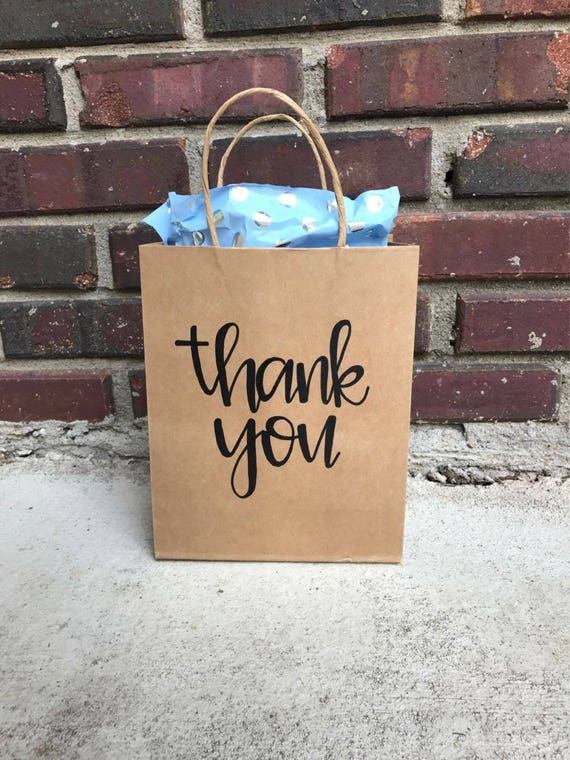 Gift bag thank you custom hand lettered gift bag