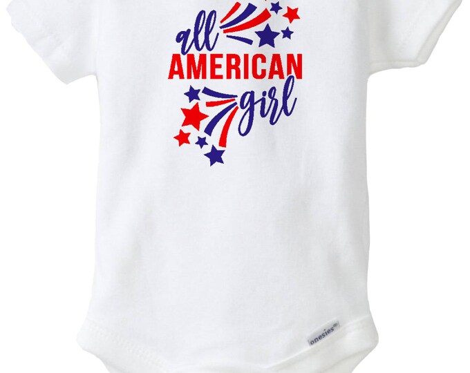 4th Of July Baby Onesies®, All American Girl Baby Onesies®, America Baby Clothing, Memorial Day Baby Outfit