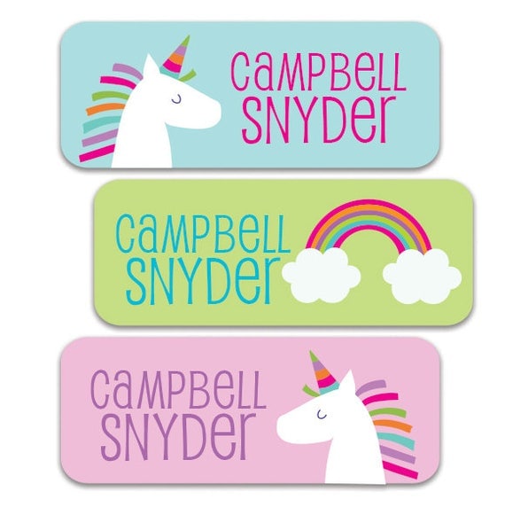 unicorn name labels personalized waterproof stickers for