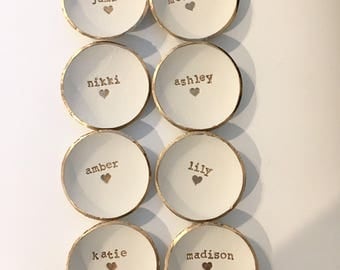 Bridesmaid Gift, Bridesmaid set of 8, Dish Set, Ring Holder, Personalized Dish, Jewlery Holder,