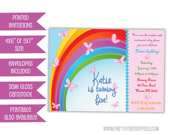 Butterfly Invitation - Butterfly Birthday Invitation - Girls Birthday Party - Rainbow Butterflies - Pink Butterfly Invite - Birthday Party