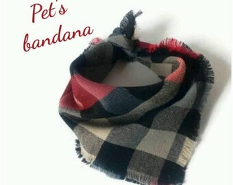 15% off For pets gift dog bandana plaid dog bandana collar dog collar dog scarf dog neckwear pet bandana red grey dog bandanas dog lover gif