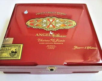 Large Red Cigar Humidor Angels Share Cigar Box Jewelry Box Guitar Making Craft Supply Chateau de la Fuente Dominican Republic Storage Box