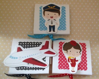 Airline, Pilot, Stewardess, Flight Attendant Party Lollipop Favors - Set of 10