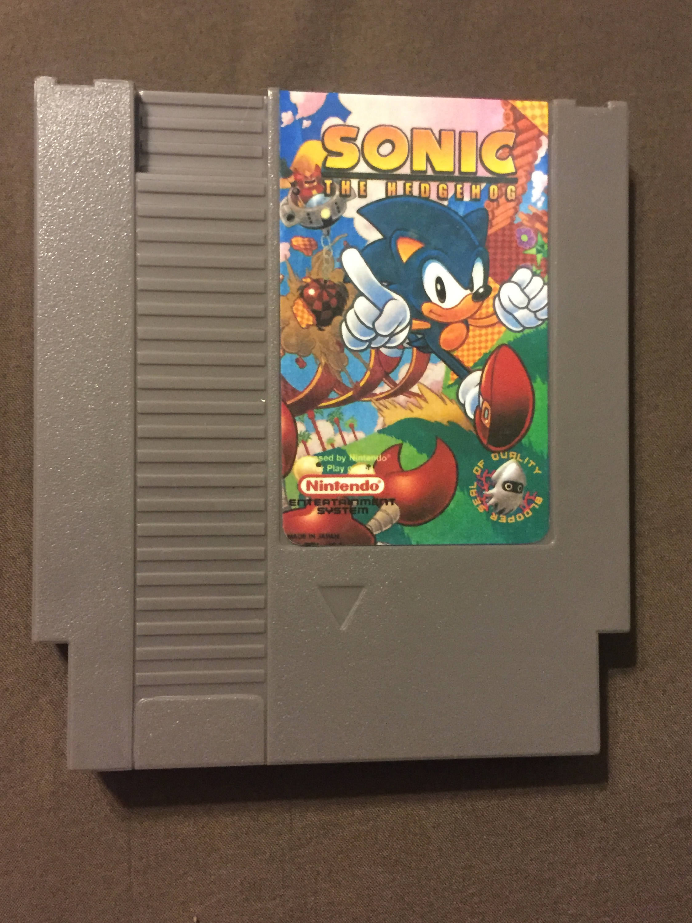 Sonic The Hedgehog Fan Made Nintendo NES Game Cartridge. 8 bit