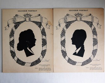 Vintage Silhouette Portraits Cut by "Paul", America's Nationally Known Silhouette Artist, Circa 1939-40, New York Worlds Fair, H.H. Cook