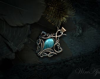 labradorite pendant wire wrapped pendant mens pendant gift for him wire wrap copper pendant gift for men labradorite necklace unisex pendant