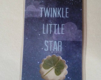 Real four leaf clover wallet card or bookmark
