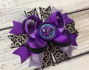 Descendants Hair Bow, Mal Hair Bow, Descendants Stacked Hair Bow, Mal Boutique Bow, Descendants Boutique Bow,Descendants Pig Tail Hair Bow