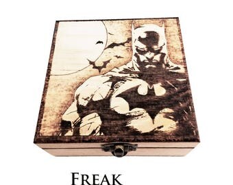 Batman, Wooden box Pyrography