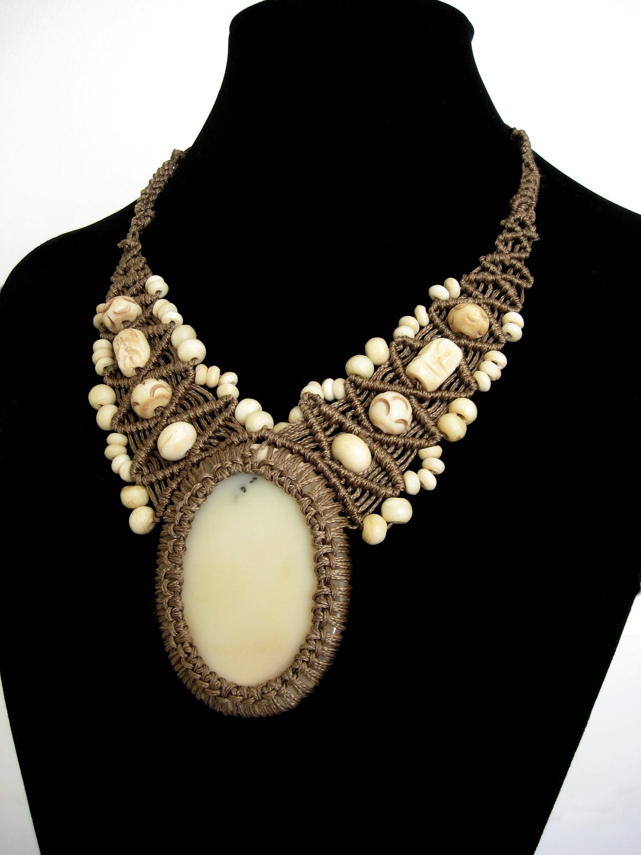 macrame gemstone necklace