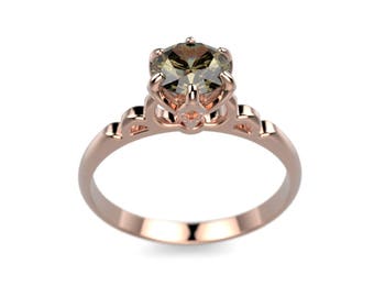 14k Rose Gold Smoky Quartz Ring Rose Gold Engagement Ring Gold Smoky Quartz Ring Smoky Quartz Engagement Ring Smoky Topaz Engagement Ring