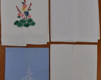 Vintage Guest Hand Towels - Hand Embroidered - Linen - Cotton - Hand Embroidered - Crochet - Applique - Mothers Day Gift