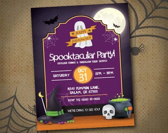 Halloween Party Invitation, Halloween Invites, Halloween Party Flyer, Spooktacular Party Invite, Halloween Printable Invite