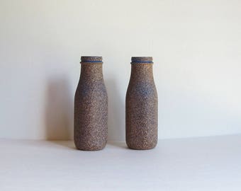 Brown Vase Set, Stone Vase Set, Flower Vase Set, Milk Jug Vase, Blue Bud Vase, Brown Bud Vase, Stone Vase Set, Painted Vases, Gift for Mom
