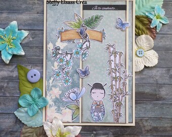 Card spring Chinese bamboo flower Butterfly