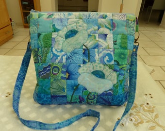 cotton patchwork fabric Kaffe Fassett //sac //sac kawaii flower tote bag / / Blue / / Blue shades