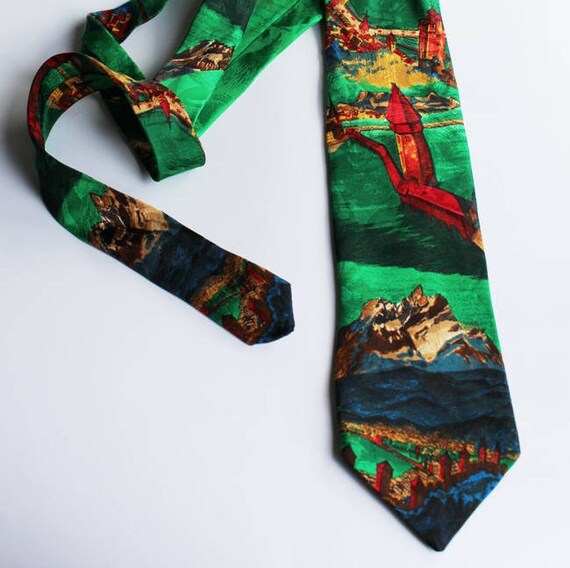 Vintage Neckties Mens Neckties Ties Green Necktie Original