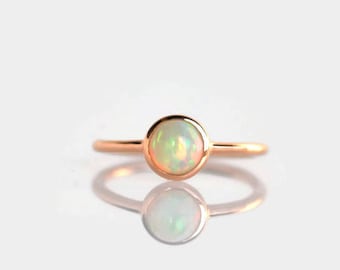 opal ring, rose gold opal ring, gift for wife, stack ring, rose gold ring, opal promise ring, girlfriend gift, romantic gift, dainty ring