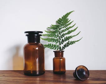 Amber apothecary bottles