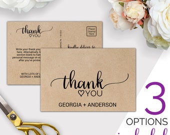 Wedding Thank You Template Rustic Cards Printable Simple Postcard Notes Wedding Thank You Template Rustic Cards Printable Simple Postcard Notes