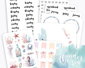 K01 | Monthly Planner Stickers | Planner Stickers Kit | Sea Stickers | Erin Condren Life Planner Stickers | Bullet Journal Stickers