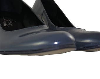 Décolleté Vegan - Grey Patent Microfibre - Made in Italy