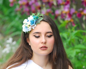Bridal Head Wreath Bridal flower forest wreath Wedding headband Spring Wedding Floral Headpiece Elastic Headband Retro Hair Tie Flower Hair