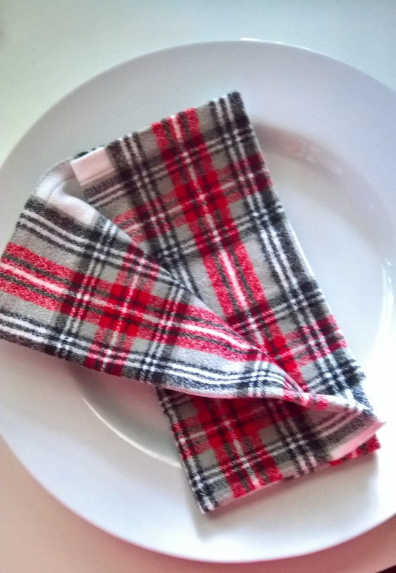 Christmas Cloth Napkins Plaid Flannel Napkins Thanksgiving