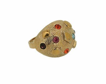 Sarah Coventry 1960s Pastel Rhinestone Statement Vintage Ring