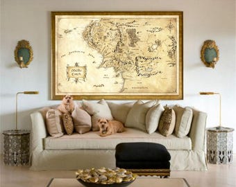 Lord Of The Rings, Middle Earth Map, The Hobbit, Home Decor, Lord Of The Rings Map, Of The Rings Poster, Framed Art, Canvas Art, Canvas