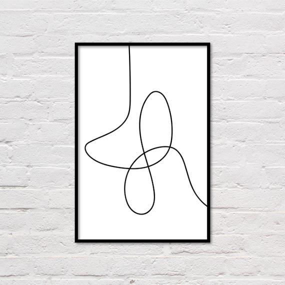 Abstract Line Art Black and White Wall Art Minimalist Print