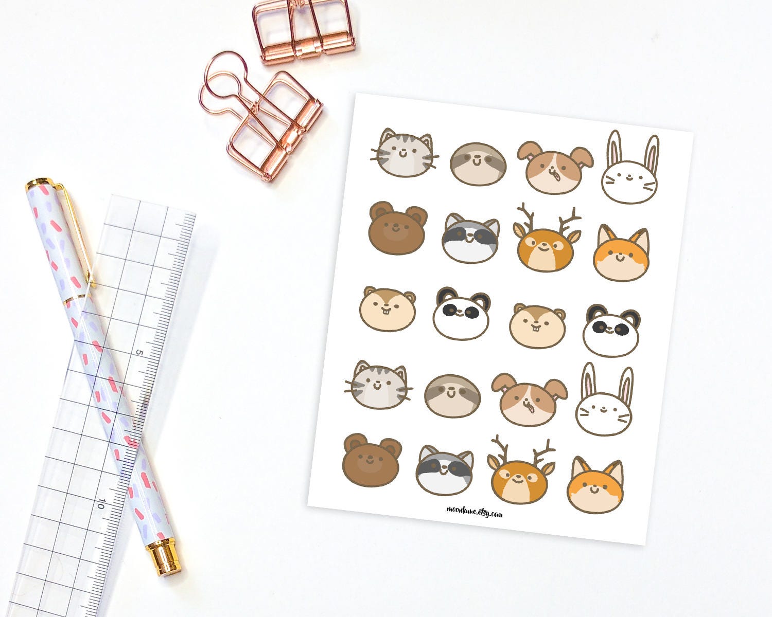 cute animal stickers 20 kawaii animal stickers planner