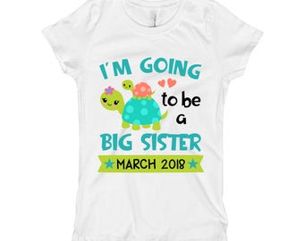 I'm going to be a Big Sister Shirt- Baby Announcement Shirt Bodysuit - Girls Turtle Sister Shirt - Toddler Kids Shirt