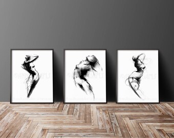 Minimalist nude art | Etsy