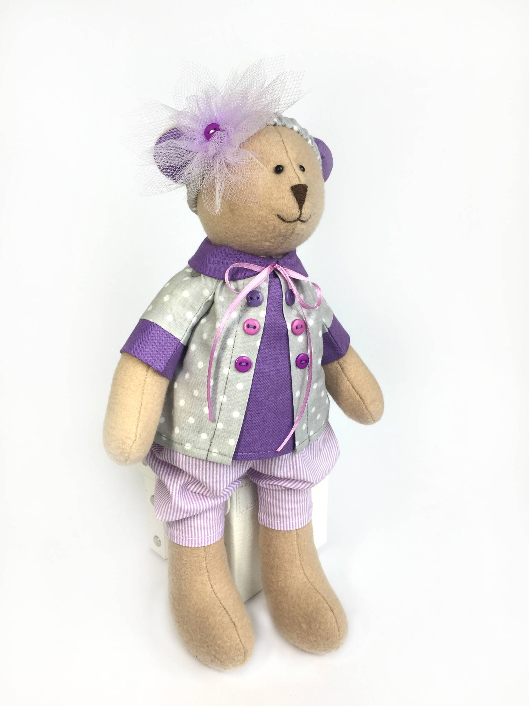 lilac teddy bear