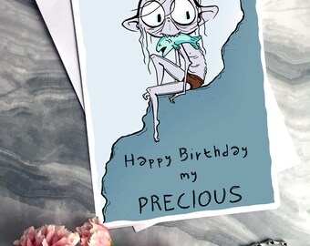 Happy Birthday My Precious - LOTR Birthday Card - Gollum - Funny Birthday Card