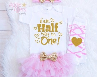 Half Birthday Outfit Pink and Gold Half Birthday Beauty Half