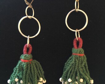 Earrings with hand beaded tassels from Afghanistan