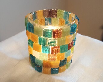 Teal and Gold Candle Votive