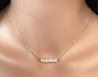 Choker Necklace Bar Necklace Moonstone Necklace Simple Necklace White Stone Necklace Dainty Necklace Gemstone Simple Jewelry June Birthstone