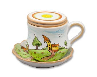 Hand painted ceramic pitcher