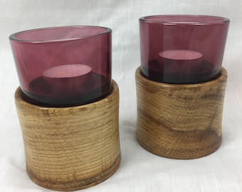 Pair Of Matching Oak Candle Holders Pair Of Matching Oak Candle Holders
