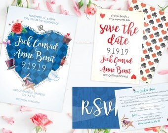 Alice in wonderland save the date | Etsy UK