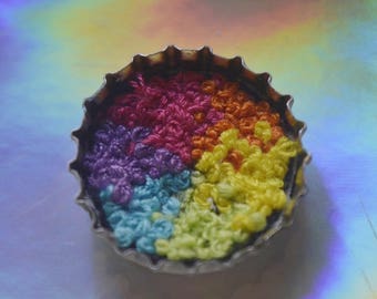 French Knot Rainbow Gradient Hand Embroidered Pin