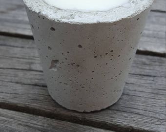 Hand-poured soy wax candle in concrete holder