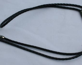 Vintage Navajo Bolo Tie Silver, Turquoise and Leather