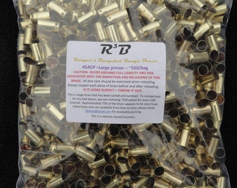 45 ACP - Large Primer Only Range Brass - Sorted and Tumbled (Polished)
