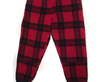 Vintage Carters 50's Plaid Black and Red Wool Pants. Plaid