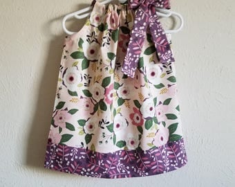 Pillowcase Dress with Flowers Girls Dresses Poppy Dress Floral Dresses baby dresses toddler dresses with Poppies Fall Dresses Pink and Plum